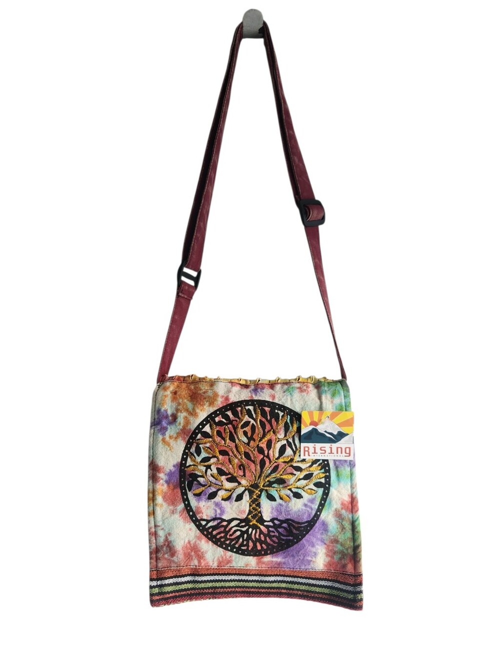 NEW Rising International Nepal Handmade Tree of Life Messenger Bag Tie Dye Boho